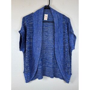 Faded Glory Blue Marled Knit‎ Open Front Cardigan Sweater Women Medium Relaxef